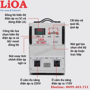 ổn áp LIoa 10KVA dải 90V - 250V - ảnh mặt trước của máy ổn áp