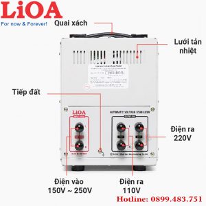 ảnh máy ổn áp Lioa 10KVA điện áp 150V - 250V mặt sau của máy