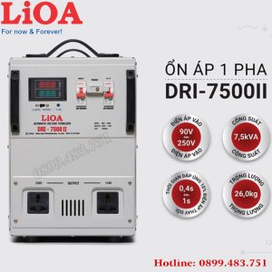 ổn áp Lioa 7.5KVA điện áp 90V -250V dây đồng mặt trước máy
