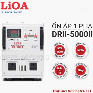 ổn áp Lioa 5KVA dải 50V -250V dây đồng mặt trước máy