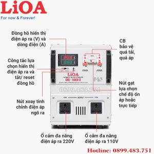 ổn áp Standa 5KVA điện áp 90V -250V mặt trước dây đồng