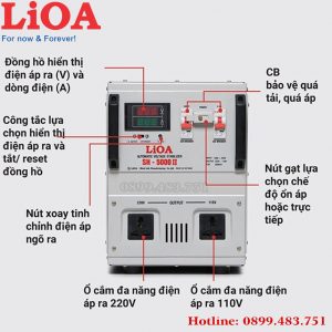 ổn áp lioa 5kva điện áp 150V - 250V mặt trước máy